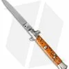 SKM 9" Italian Stiletto Automatic Knife Coral Acrylic (4" Satin Flat) BMM