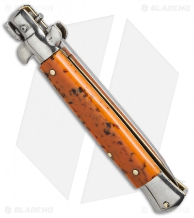 SKM 9" Italian Stiletto Automatic Knife Coral Acrylic (4" Satin Flat) BMM - Image 2